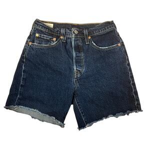 LEVI'S PREMIUM 501 Cutoff Dark Denim Mid Thigh Shorts Size 27
